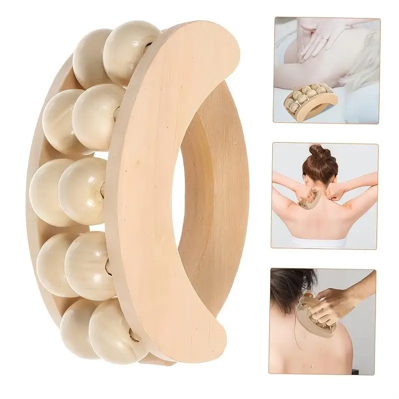

Handheld Wooden Roller Massager Ball for Full Body Stress Relief Deep Relaxation Tool for Home Office Travel Gym