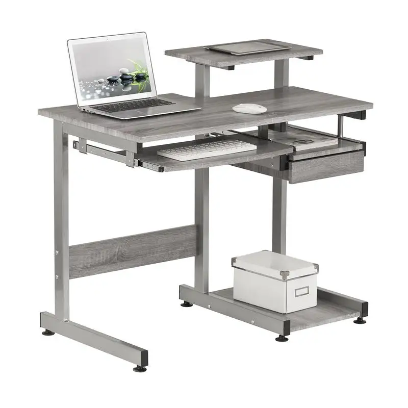 Complete Computer Workstation Desk, Gray Finish, Modern Design for Home Office, Compact and Stylish, Perfect for Laptop and PC