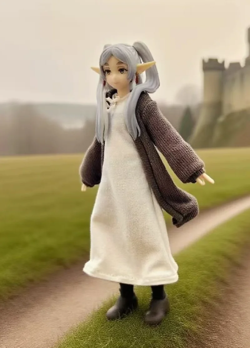 1/12 Scale Sleeveless Dress and Brown Sweater Jacket Model for 6'' Shf