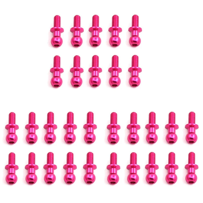 Metal parafusos de cabeça sextavada, 30pcs, m3, para tamiya tt01, tt02, sakura d5, 1, 10, peças de reposição universais do carro, rosa