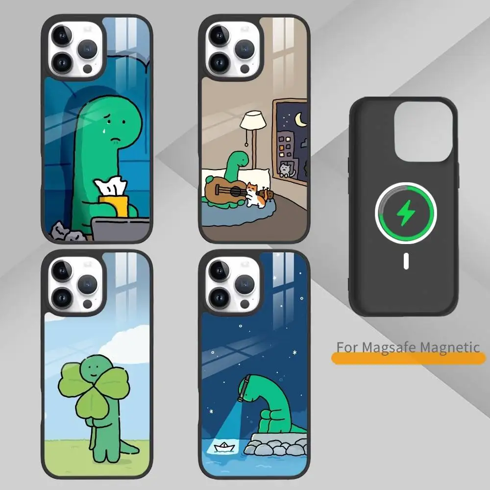 Cute cartoon J-Jurassic Phone Case For iPhone17,16,15,14,13 Plus,Pro Max Magnetic For Magsafe Wireless Charging