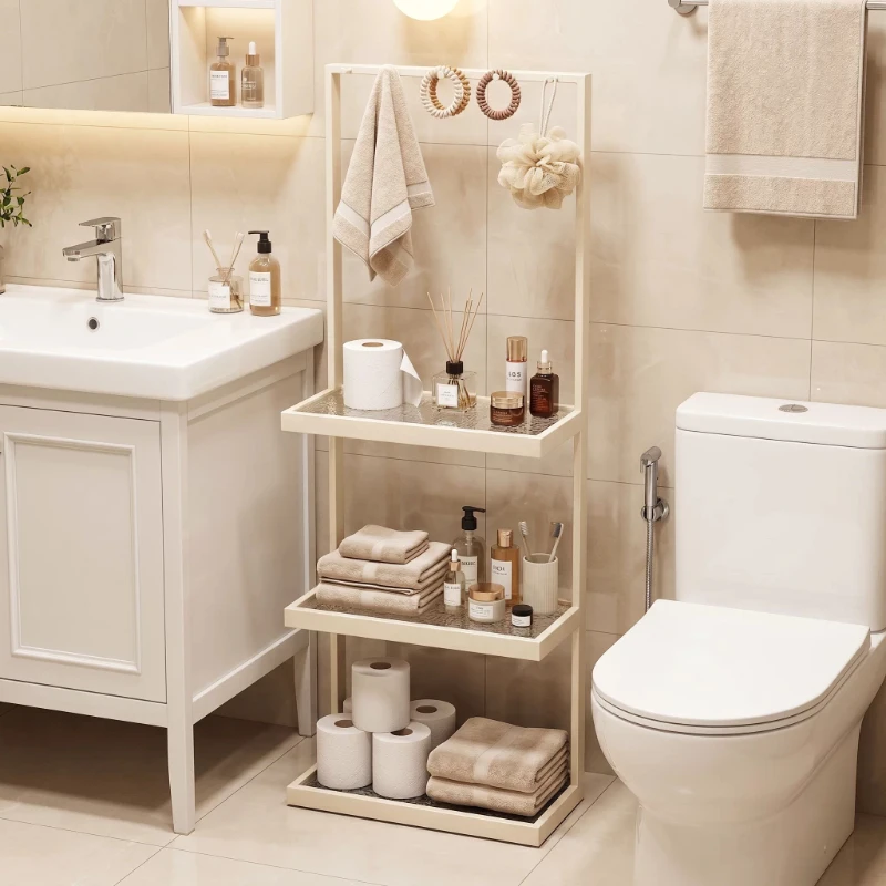 Household Items Nordic Bathroom Floor-to-ceiling Towel Rack, Multi-layer Multi-functional Storage Shelf Organizador De Baño