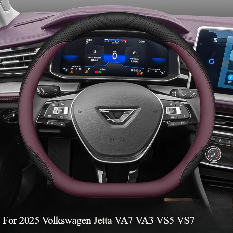 

For 2025 Volkswagen Jetta VA7 VA3 VS5 VS7 Steering Wheel Cover | Non-Slip Breathable Leather Wrap Grip Handle Cushion