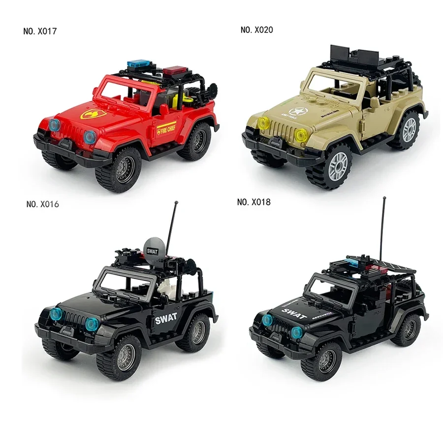 SUV militare Jeep Car Building Blocks 1Pcs New City Truck Off-road Car MOC Classic Model Brick kid per Puzzle giocattolo tecnico regalo