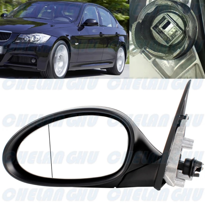 For BMW E90 E91 318i 320i 323i 325i 330i 335i 2005 2006 2007 2008 Left 3 Pins Black Painted Memory Power Fold Mirror Assembly