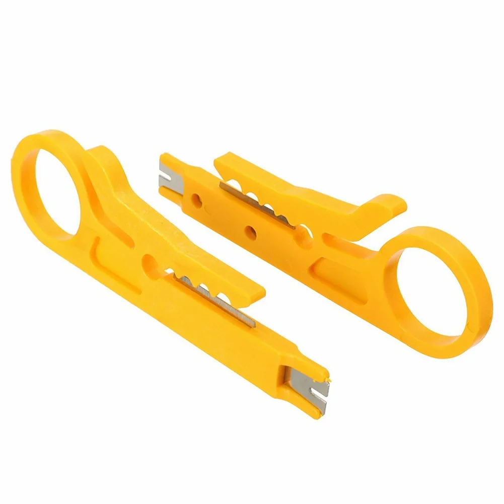 10pc Yellow Cable Stripper Plastic Strip Wire Punch Down Cutter Stripper Manual Pliers Tool For CAT-5 CAT-5e CAT-6 Data Cable