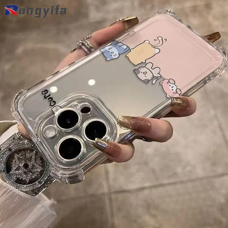For Infinix Zero 40 30 X Pro Neo Hot 9 Play 8 Lite 7 Pro Phone Case Cartoon Cute Cat Four-corners Clear Soft Cover view 4