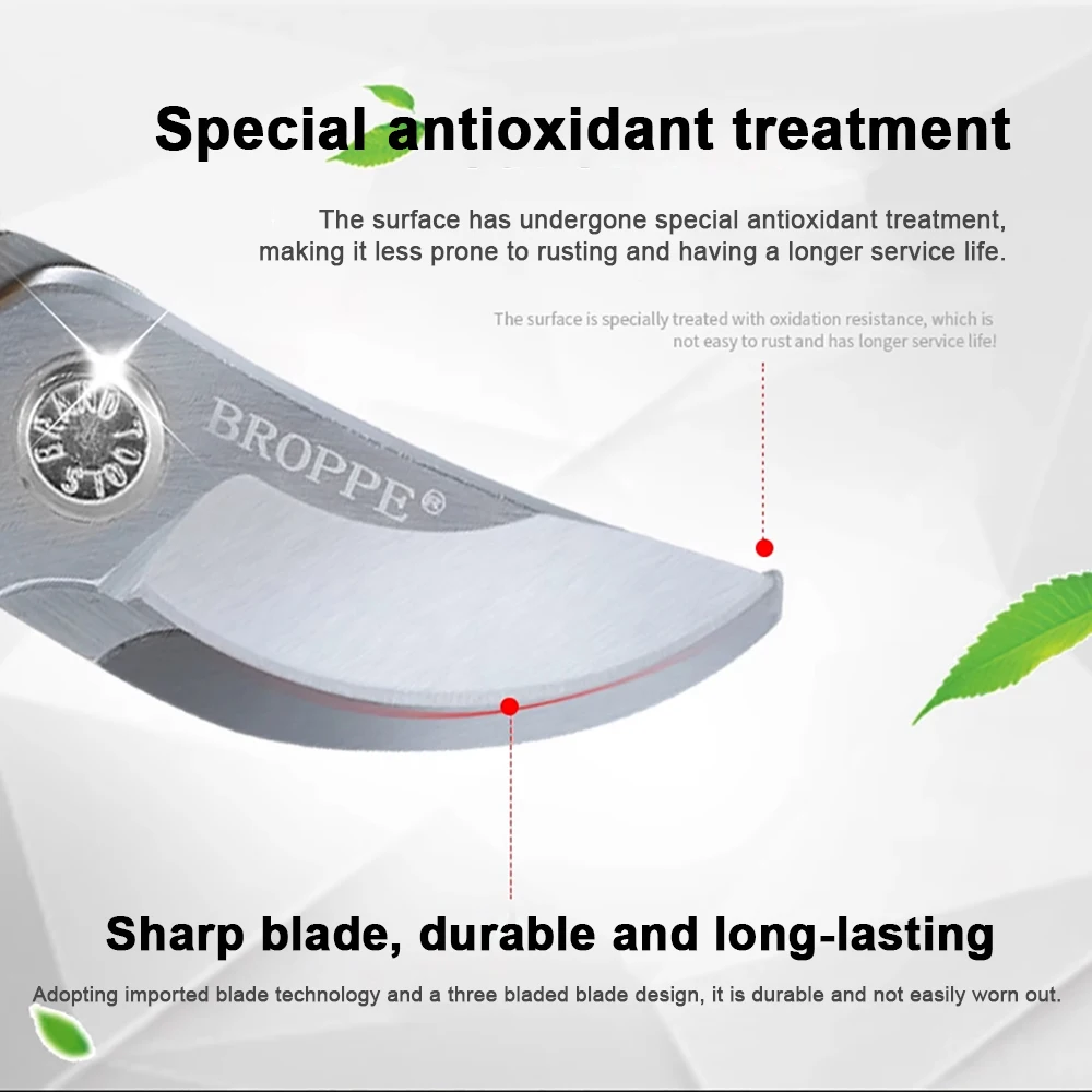 BROPPE Alloy Steel Garden Cutter Ergonomic Fast Efficient Cutting Labor Saving Spring For Garden And Fruit Har Hand Tools