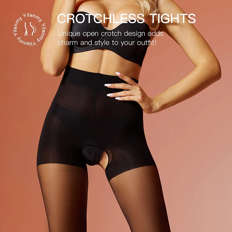 Kave 2 Pairs Crotchless Pantyhose for Women Tummy Control High Waist Sheer Tights Controp Top Pantyhose Sexy Legging