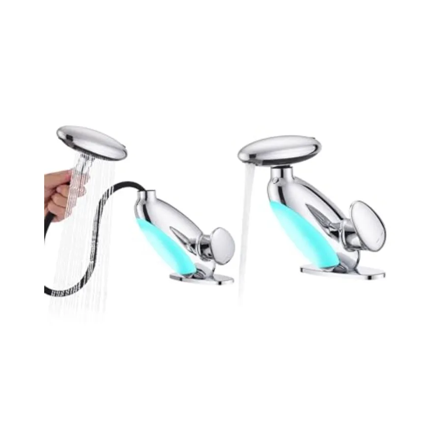 

Pull Out LED Bathroom Faucet Single Handle Waterfall Bathroom Sink Faucet 3 Colors Light Changing Stainless Steel Vanity Faucet