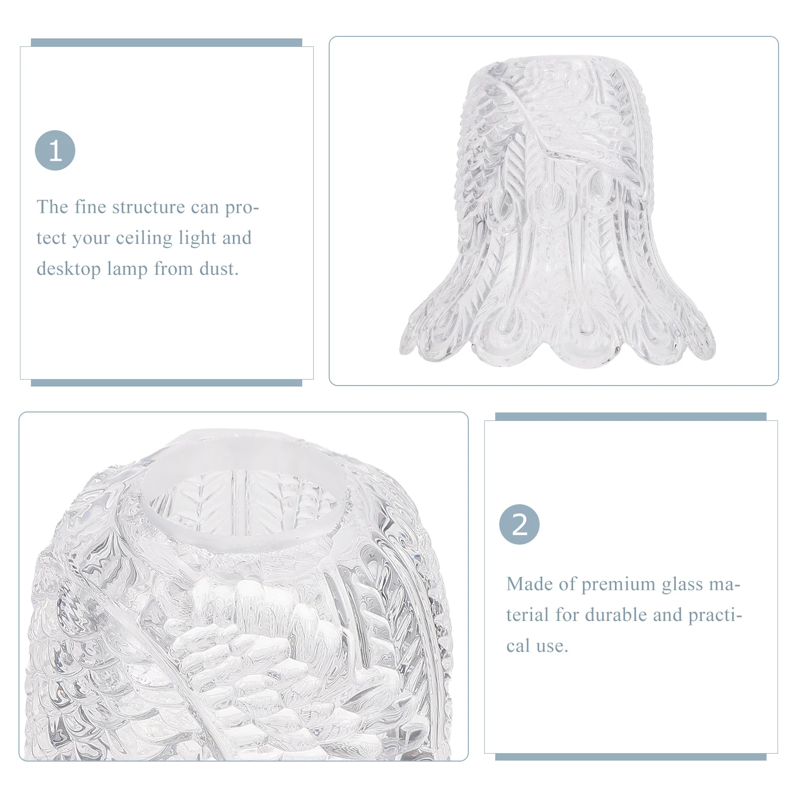 

1Pcs Glass Lamp Cover Transparent European Style Durable Bedroom Lampshade Decorative Ceiling Wall Light Accessory