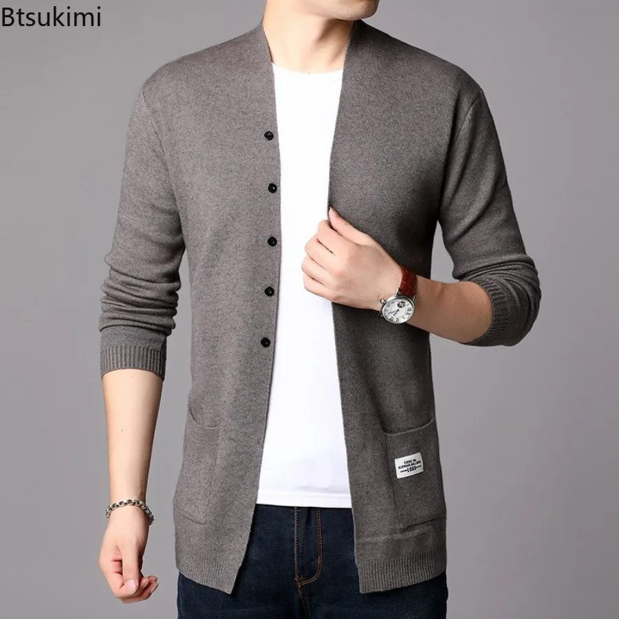 Autumn Winter Fashion Men's Knitting Cardigans Korean Style Casual Sweater Coats Male Streetwear Solid Slim Fit Sweater Jackets