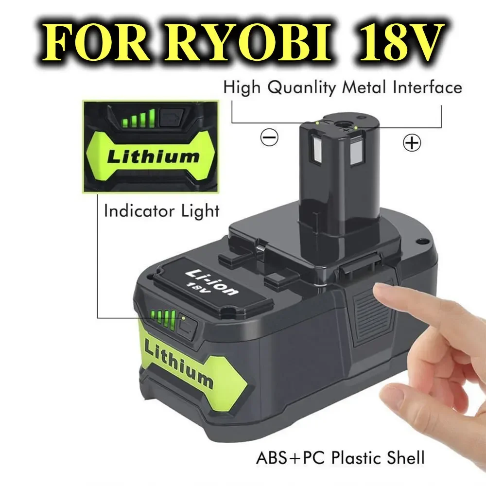 RYOBI power tools use 18V 5.0Ah-12.0Ah lithium-ion batteries, compatible with P108 18V One+Plus P104 P107 RB18L50 RB18L20 P108