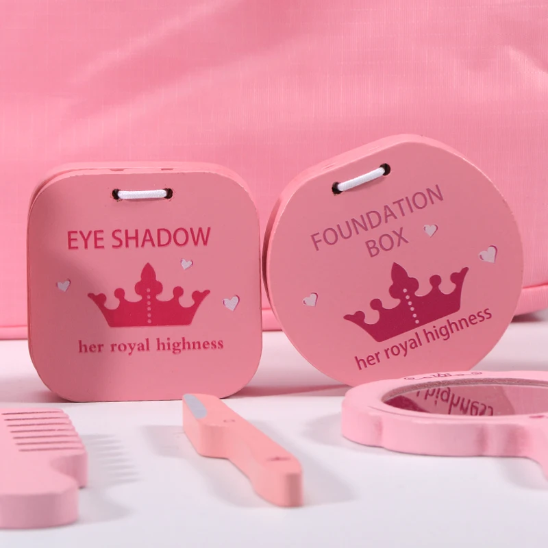 Set di borse cosmetiche in legno finta casa dei giochi giocattoli rosa moda ragazze regalo bambini salone di bellezza parrucchiere