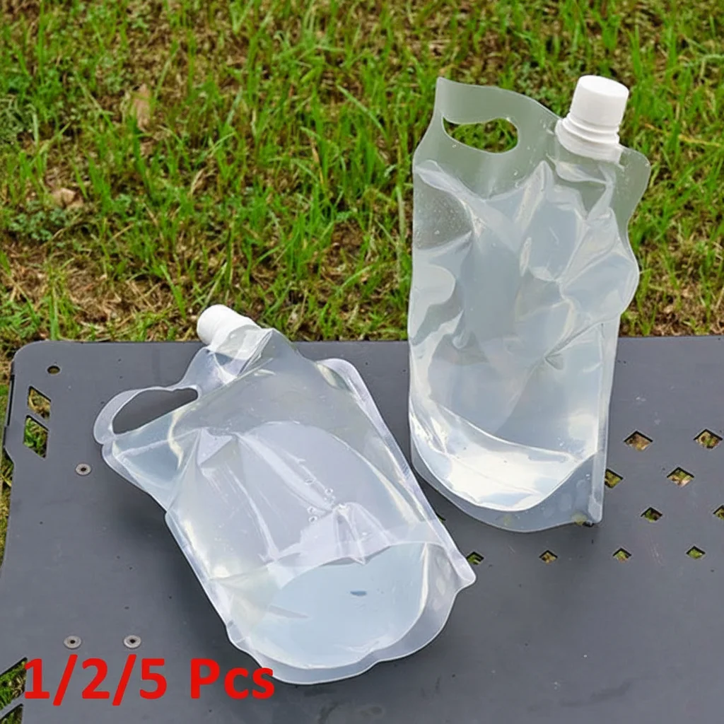 2L Camping Water Bag Portable Folding Water Bucket Large Water Container Outdoor Travel Collapsible Pouch Can Camping Supplies