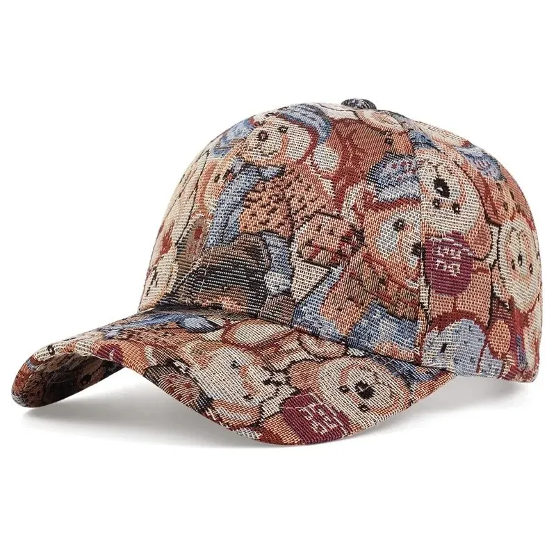 Unisex Cartoon Bear Full Print Baseball Caps Spring and Autumn Outdoor Adjustable Casual Hats Sunscreen Hat