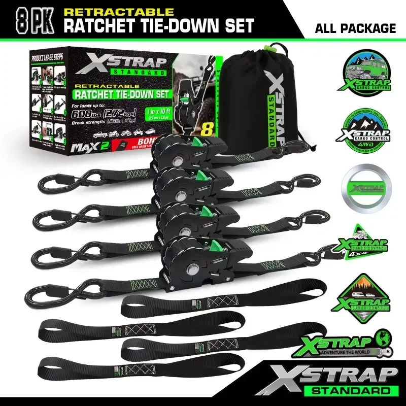 2026for Automatic Belt Self-retracting Motorcycle Fastening Automatic Retractable Ratchet Belt with S-hook 1 Piece per Pack
