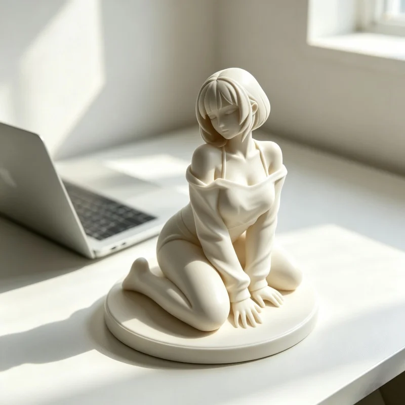 3D printed ornament desktop original short hair kneeling goddess character model figurine custom decoration pure desire ornament