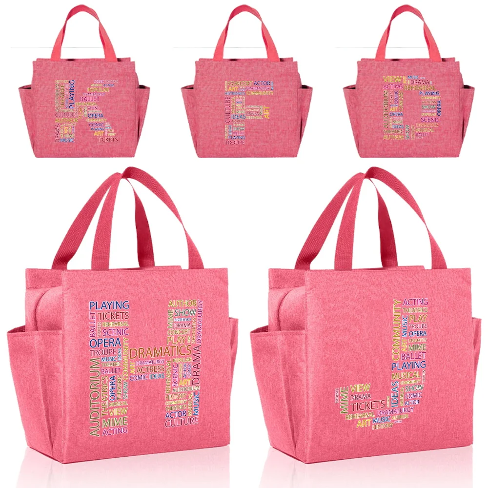 

【READY STOCK】Lunch Bag Aesthetic Original Design Thermal Cooler Box Large Capacity Text Letter Series Printing Tote Bags