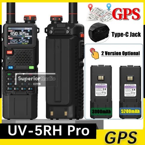 Baofeng UV-5RM Walkie Talkie Original 3000mAh 5200mAh Extended Battery AM FM Type-C Flashlight 999 Channels Upgraded UV-5R Radio