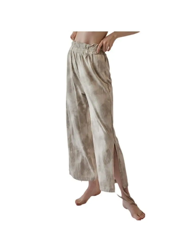 بنطلون يوجا نسائي قابل للتنفس بساق مستقيمة، بنطلون لياقة بدنية صيفي بطباعة حبر متناثر، بنطلون يوجا كاجوال بتصميم روح الزن #5