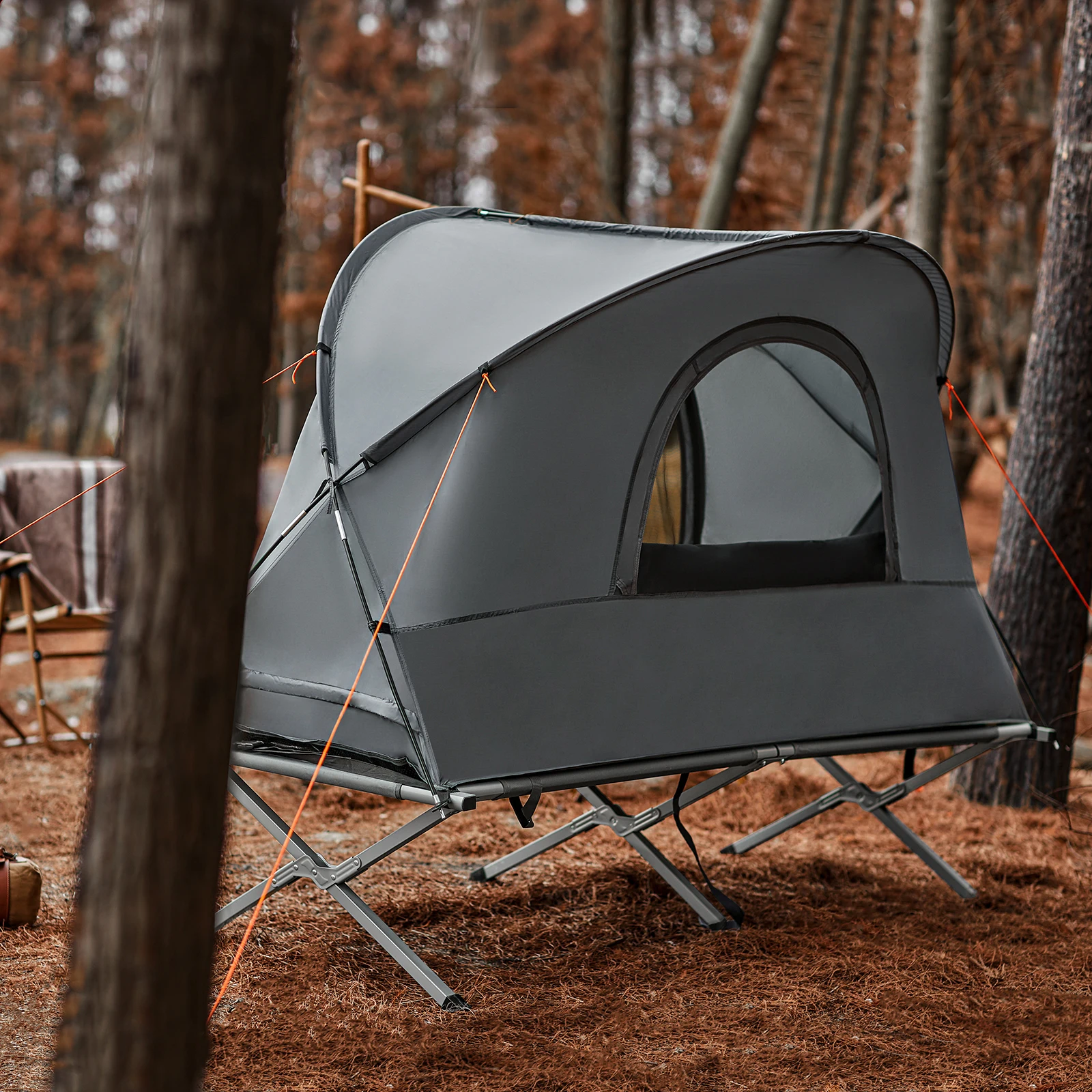 SoBuy OGS60-HG Survival-Zelt Feldbett Feldbett 4 in1 Camping Set mit Schlafsack Matratze und Zubehör Zelt 1 Person – Detail 2