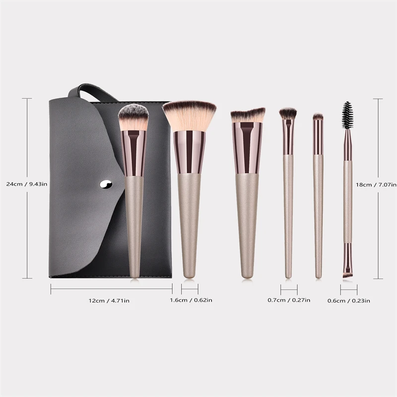 6 pcs/Set Soft and delicate powder brush multi-function brush Mascara brush kit with Makeup bag