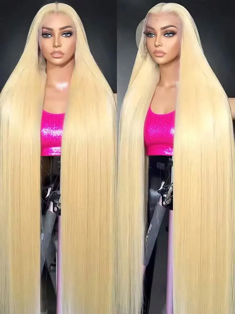 250% 34 pollici 613 parrucca anteriore in pizzo dritto capelli umani 13x4HD pizzo trasparente parrucca bionda brasiliana al 100% pre-pizzicata con i capelli del bambino