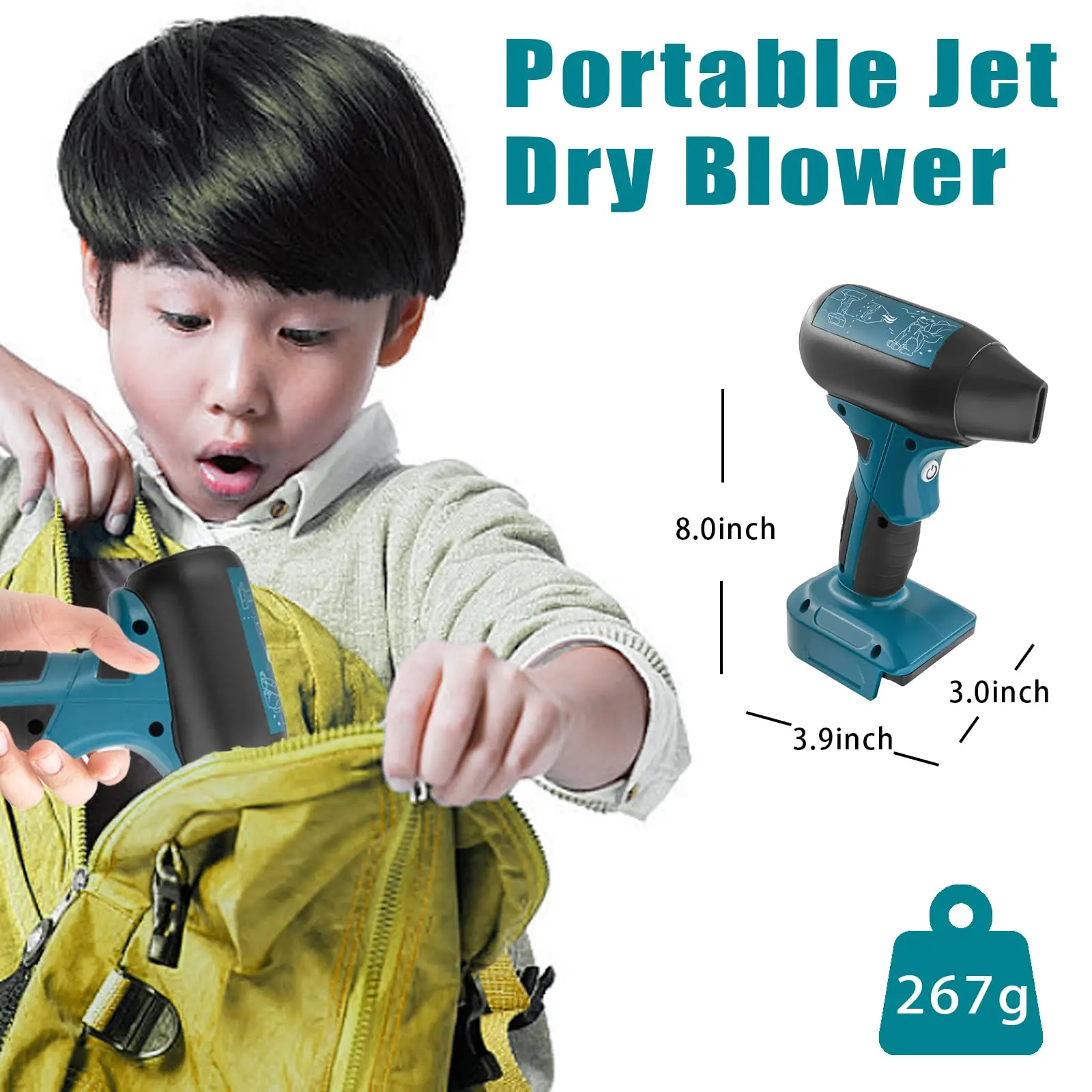 Rechargeable Jet Fan Mini Blower for Makita 18V Li-Ion Battery 130,000 RPM Handheld Turbo Violent Fan for Outdoor and Camping