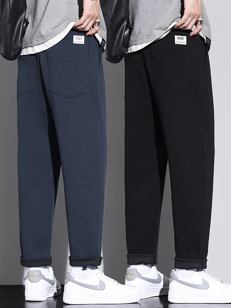 

Мужские повседневные брюки прямого кроя для весны и осени, свободные, в стиле Harajuku, со средней посадкой, без заутюживания, из смесового хлопка