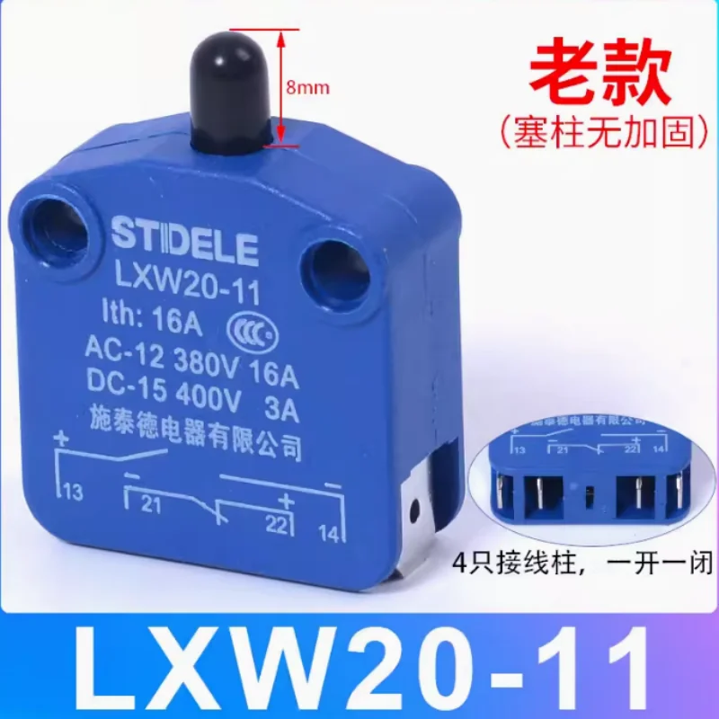LXW20-11 Batas Sakelar Stroke Dorong Siput Kolom Micro Travel Perak Hubungi Biru 15A 1NO 1NC