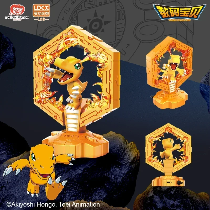 Digimon Adventure Agumon Gabumon lámpara de noche de dibujos animados en estante, figuras de Anime, nuevo, Original, en Stock