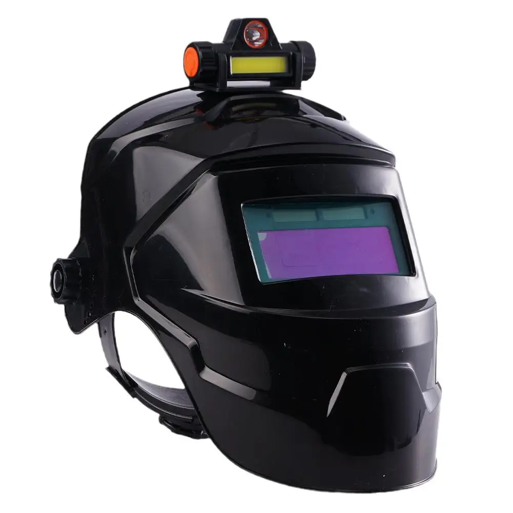 True Color Auto Darkening Welding Mask with Headlight, Large View Solar Welder Helmet Sensors Grinding Mask for Arc Tig Mig