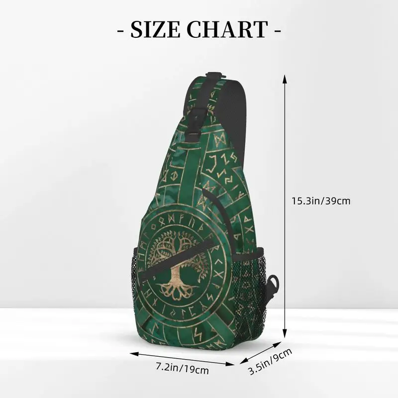 Tree Of Life Sling Bags for Men Viking Norse Yggdrasil and Futhark Shoulder Chest Crossbody Backpack Travel Hiking Daypack