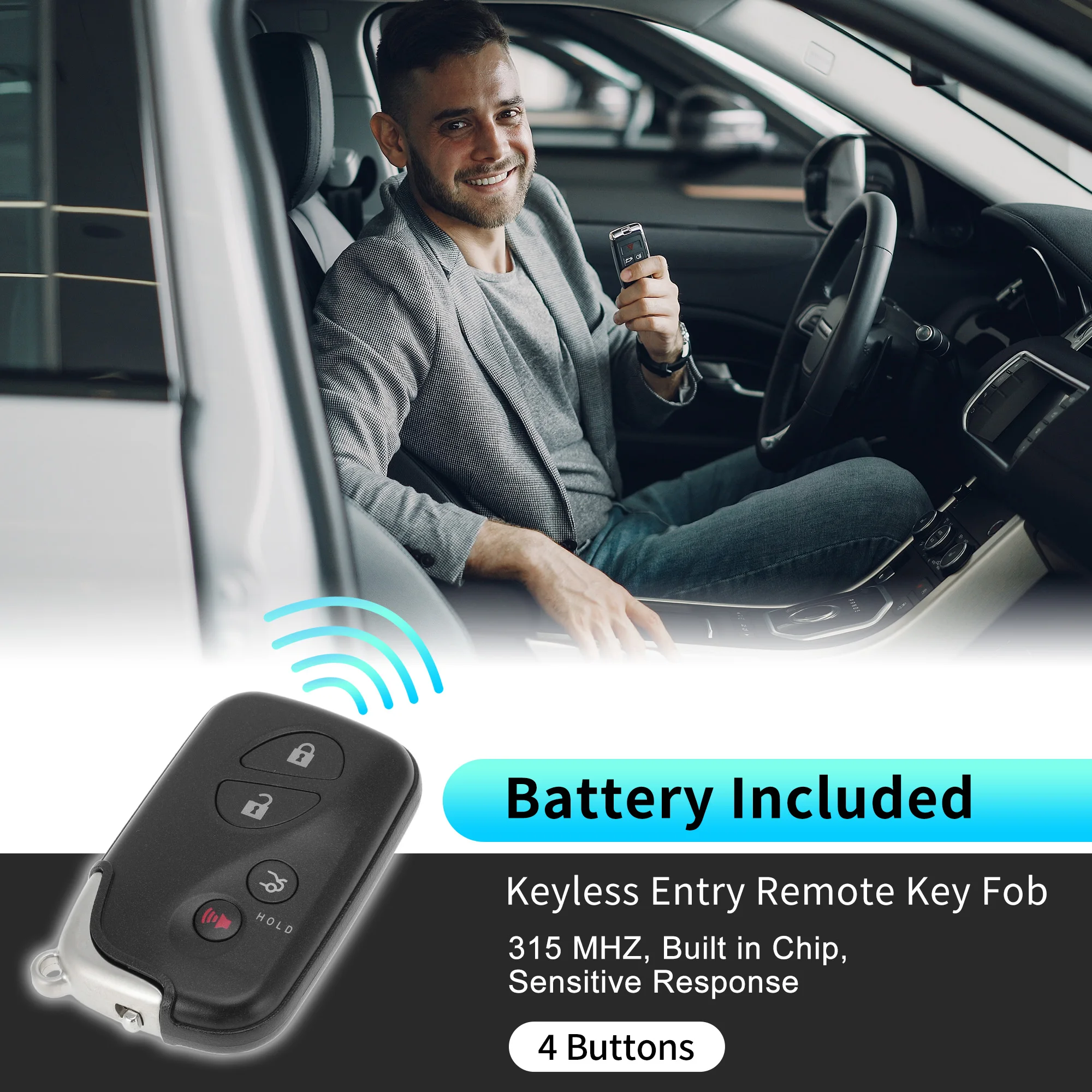 UXCELL HYQ14AAB 315 MHz Keyless Entry Remote Key Fob for Lexus ES350 GS350 GS460 09-12