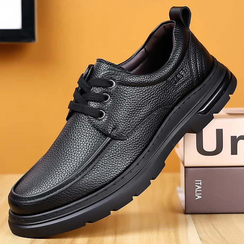 

High Quality 2025 New Slip-on Platform Loafers Men Casual Leather Designer Soft-soled Driving Shoes Fashion Business Dress Shoe