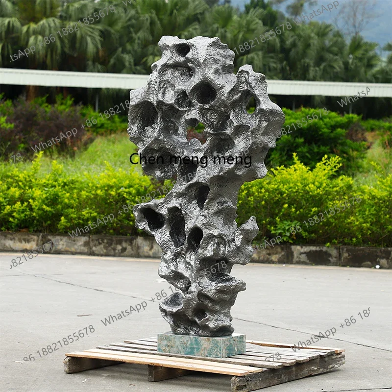 A74Outdoor landscape large Taihu stone floor sculpture hotel fiberglass decorative ornament