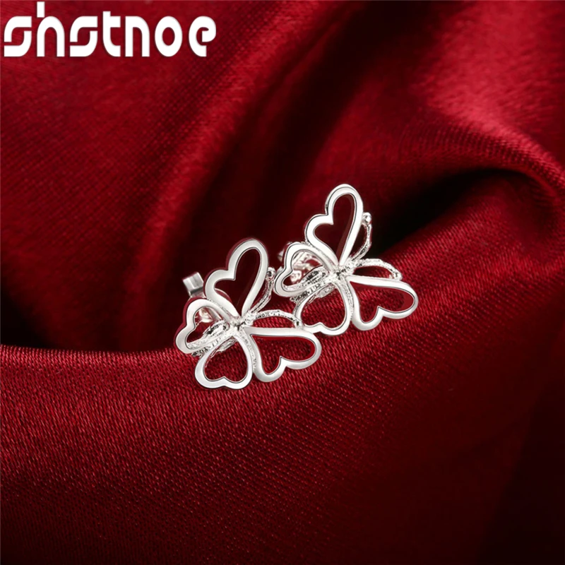 Top 925 Sterling Silver Openwork Butterfly Stud Earrings Sweet Lovely Jewelry For Women Birthday Wedding Party Gift Accessories