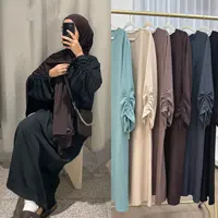 Eid Robe islamique modeste pour femmes Abaya à lacets manches maroc décontracté Ramadan robes prière caftan dubaï Robe longue musulmane 1