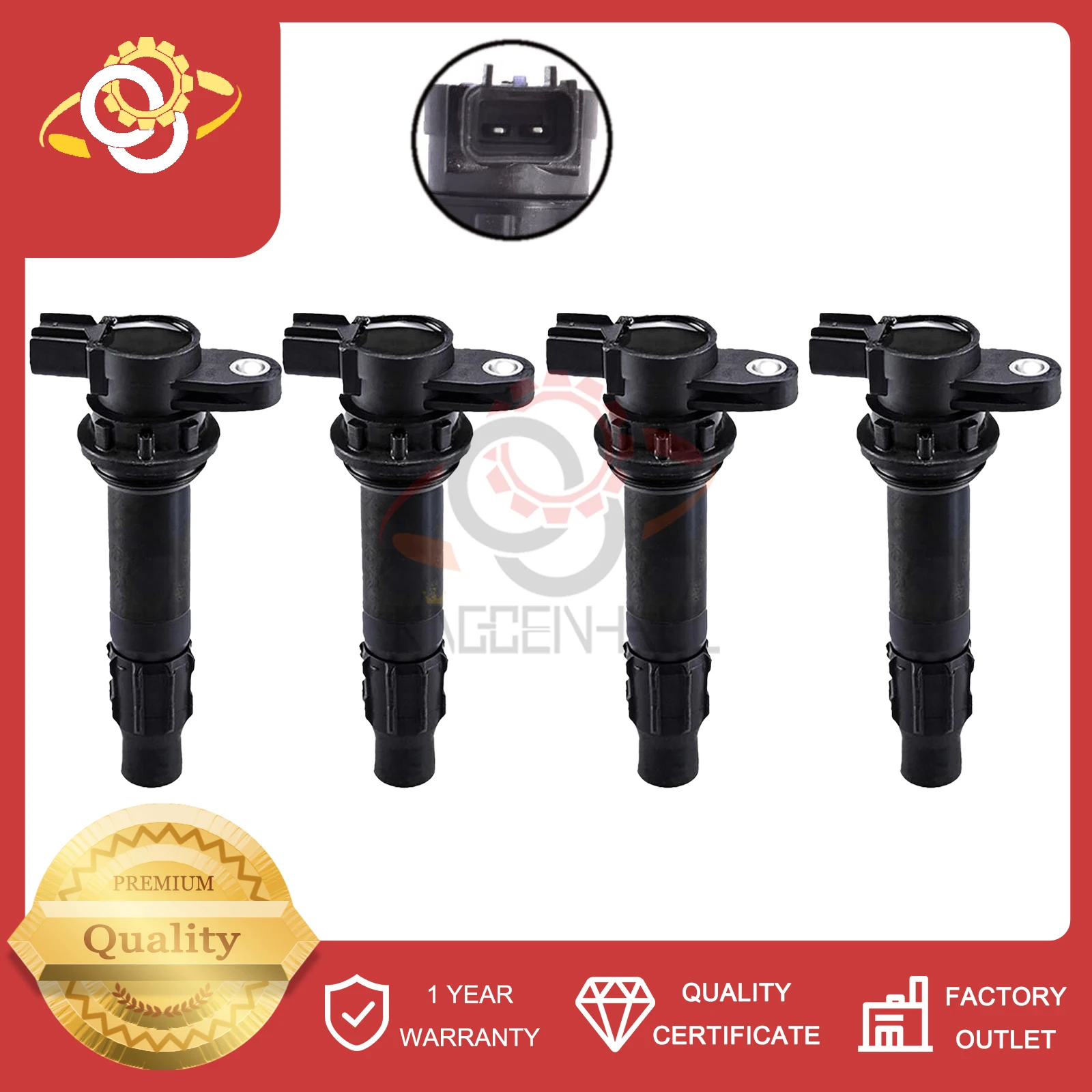 

Replace 4PCS Ignition Coil 6B6-82310-00-00 Compatible With Yamaha WaveRunner VX110 FX140 AR210 1.1L Engine Parts 6D3-82310-00-00