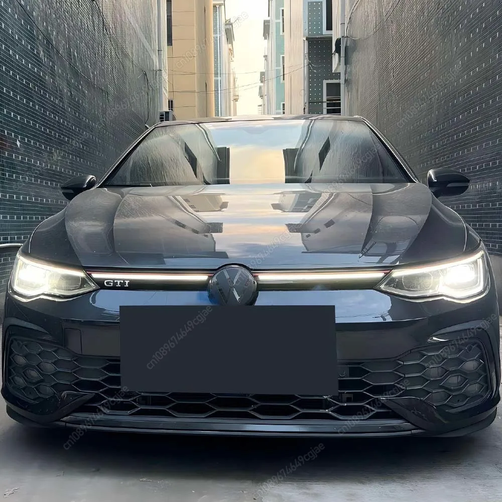 

Car Front Bumper Side Splitter Spoiler Trim Fog Light Canard Body Kits For VW Golf 8 MK8 GTI / R-Line 2020-2024 ABS Black Tuning