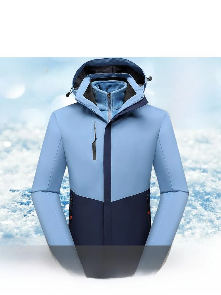

Men's Fce Lined Thiened Outdoor Travel Windbreaker Waterproof Tee-in-One Detachable Hooded Jaet Set Polyester Fiber