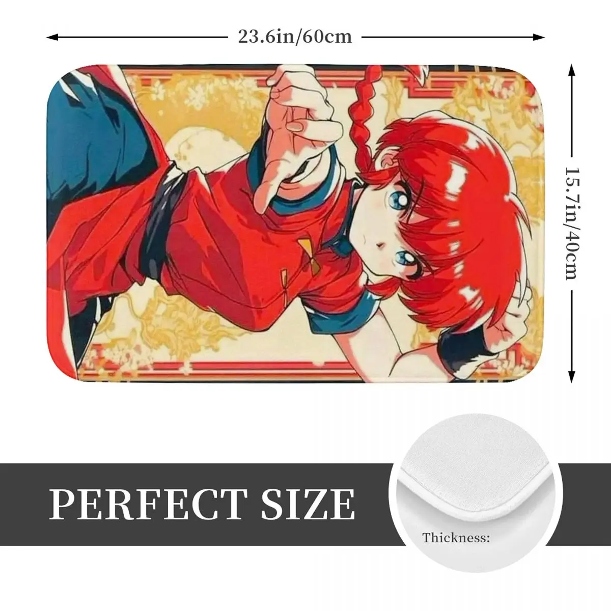 P Chan Ranma Akane Anime Doormat Kitchen Entrance Home Floor Mat Non-slip Carpet Rug for Balcony Footpad Mats