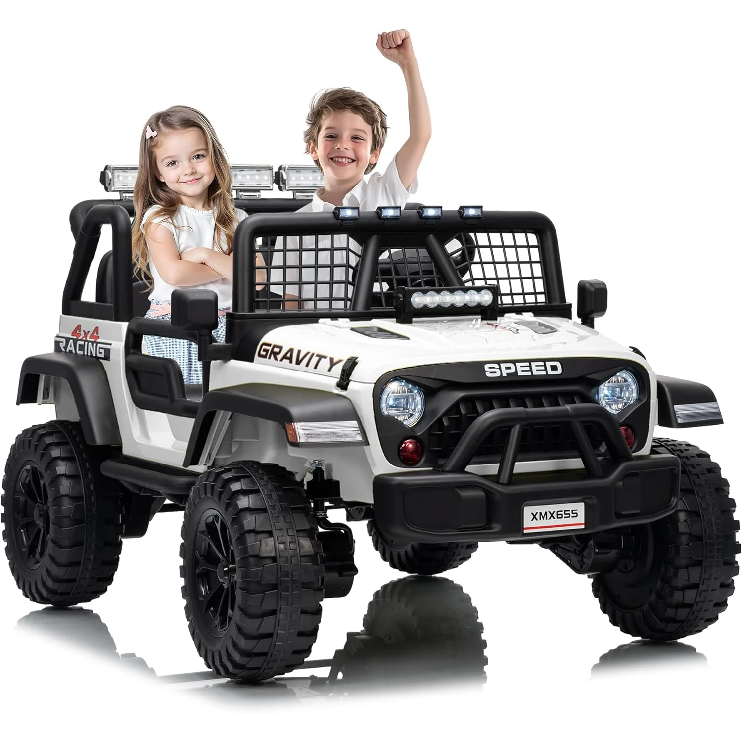 Elektryczny samochód dla dzieci 24V, dwuosobowy, z pilotem, napęd 4x4, podwójny silnik, amortyzatory sprężynowe, reflektory LED, wysyłka w 2 sztukach.