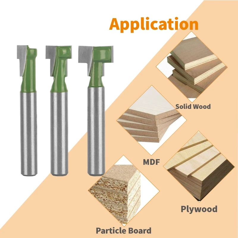 YUSUN Green Keyhole Bit T-Slot Cutter Router Bit Woodworking Milling Cutter For Wood Tools Face Mill