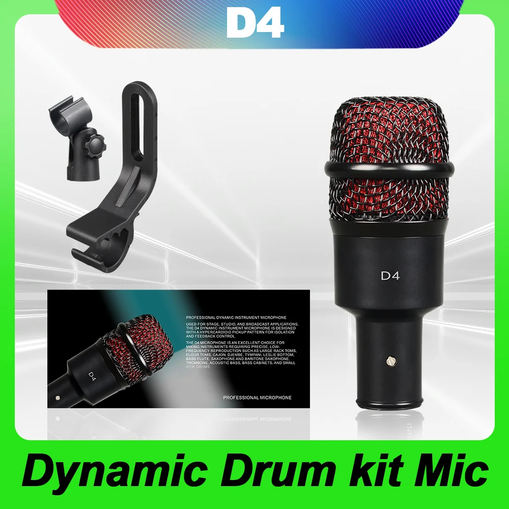 

D4 Drum Microphone Instrument Kick Drum Snare&Tomtoms Microphone Dynamic Microphone