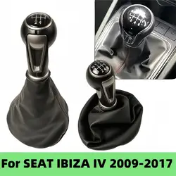 Gear Stick Shift Knob Gear Box Lever Stick Pen Gaitor Boot Cover Case For SEAT IBIZA IV (6j) 2009-2017 Car Accessories Parts