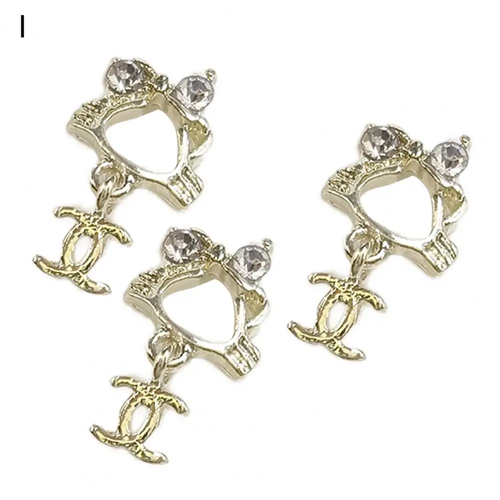 3Pcs Nail Charms Stunning Visual Effect Nail Beauty Manicure Decors Shiny Bow-knot Rhinestone Nail Art Decorations Crafts