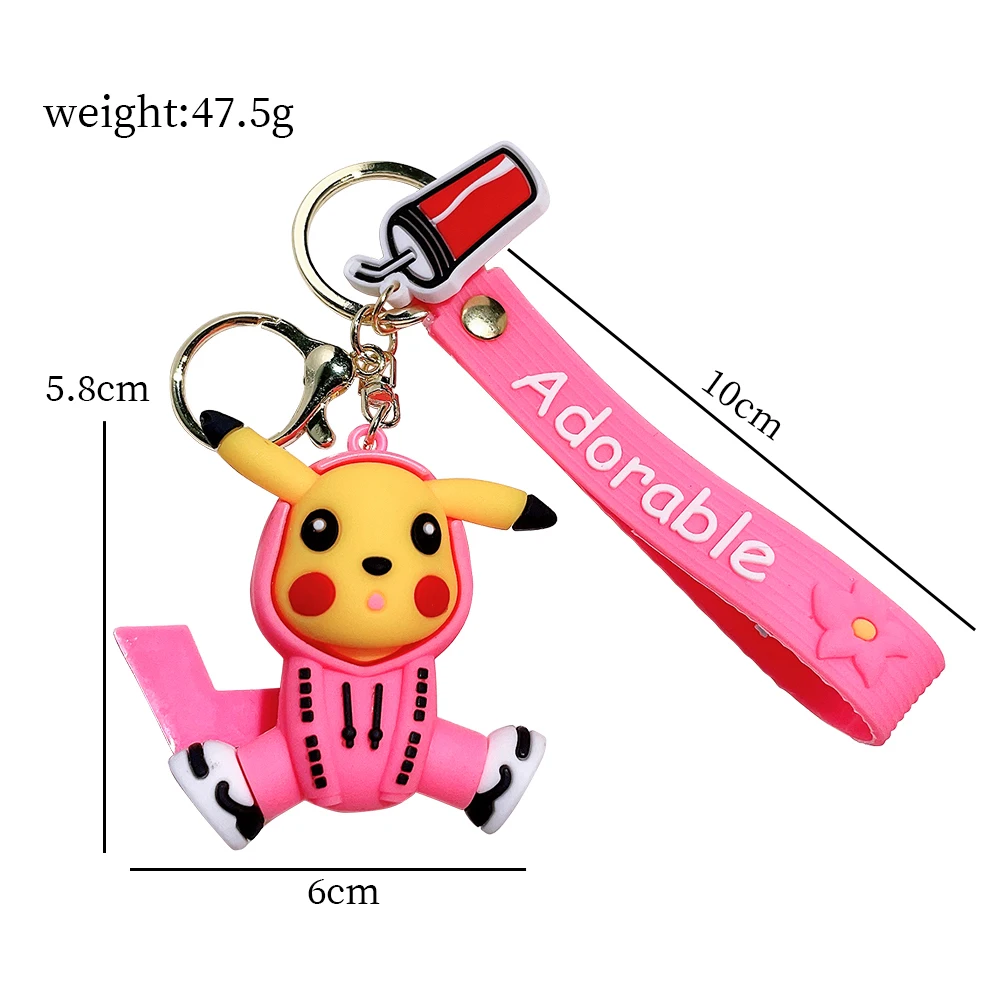 Pokemon Anime Mimikyu Pikachu Keychains Raichu Togedemaru Key Chain PVC Figures Pendant Charmander Key Ring Kids Gifts