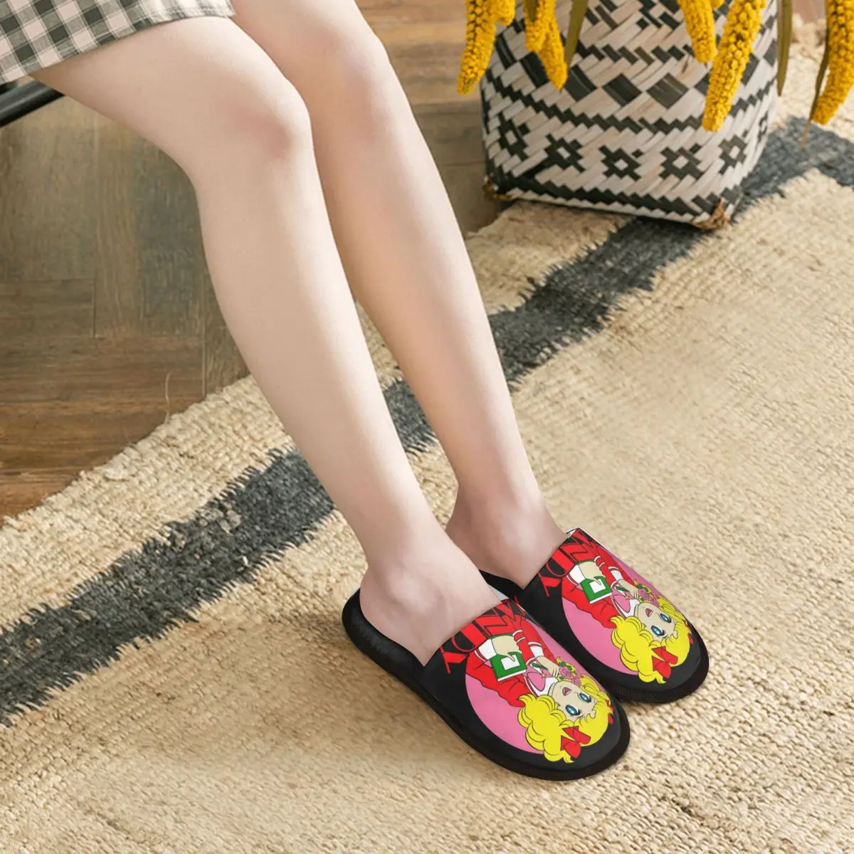 Candy sandal wanita Anime Jepang, sepatu rumah, kamar tidur, Anime, sandal busa memori, nyaman, permen